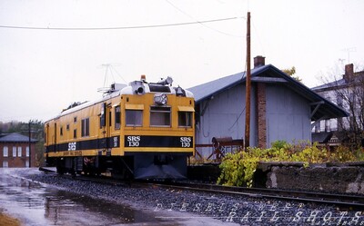 SRS #130 at Attica NY
Sperry Rail Services railcar brightens up a dreary day at Attica NY.
Photo Copyright 2008 Tim Baldwin
Keywords: sperry;attica;ny