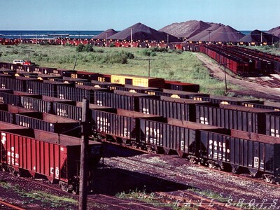 standing out in a crowd
A lone 50 foot Railbox boxcar looks out of place among a sea of coal hoppers from various roads in the coal yard at Ashtabula Harbor.
Photo Copyright 2008 Tim Baldwin
Keywords: ashtabula;harbor;coal;yard