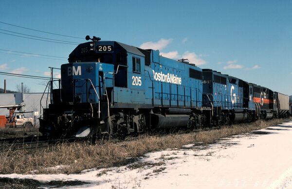 BM EMD GP38-2 #205
BM EMD GP38-2 #205 photographed on a cold wintery day on the 1st March 1988 at Binghampton, New York by Chuck Maxim, scanned from an original Kodachrome slide now in my personal collection
Keywords: b&m;bm;gp38-2;winter;binghampton;ny