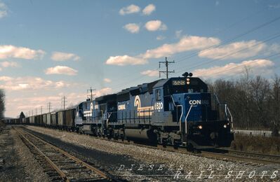 CR EMD SD40-2 #6250
CR EMD SD40-2 #6250 with Ballast Train BAL-240 Penna, photographed at Dyers, Pennsylvania on 23rd March 1997 by John Petco, from an original Kodachrome slide now in my personal collection
Keywords: cr;sd40-2;dyers