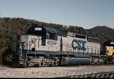 CSXT EMD SD40-2 #8054
CSXT EMD SD40-2 #8054 photographed 19th October 1991 at Erwin Tennessee by John A Clouthier, was originally built as SCL #8054 then later changed to&nbsp; SBD #8054 before becoming CSXT #8054, from an original Kodachrome slide now in my collection
Keywords: csxt;csx;sd40-2;erwin;tennessee