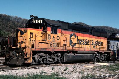 CSX EMD GP40-2 #6138
CSX EMD GP40-2 #6138 photographed on 27th October 1990 at Erwin, Tennessee by John A Cloutier, scanned from an original Kodachrome slide now in my personal collection
Keywords: csx;gp40-2;erwin;tennessee