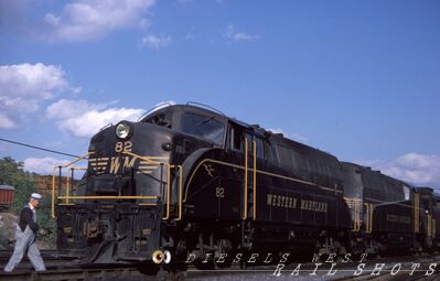 WM EMD BL2 #82
WM EMD BL2 #82 Date around October 1966 (slide proccessing Date) at Haggerstown, Maryland, photograph taken by Richard O Adams, scanned from an original Kodachrome slide now in my personal collection
Keywords: wm;bl2;haggerstown