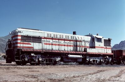 MAA BLW DRS6-6-1500 #10
Magma Arizona BLW DRS6-6-1500 #10 photographed on 1st April 1980 at Superior, Arizona by Bruce Black, scanned from an original Kodachrome slide now in my personal collection.
The engine was originally built as McCloud River Railroad #29 before being sold to Magma Metals Company in late 1969. It was retired in 1991 before she was donated to the Arizona Railroad Museum in July 1994
Keywords: maa;drs6-5-1500;superior,arizona;magma