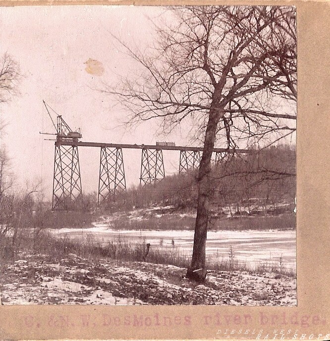 Boone Viaduct - circa 1900
Rare photo of Boone Viaduct construction over the Des Moines River - Boone, Iowa 
This double track steel bridge was built by the C&NW - circa 1900, still in use by the Union Pacific RR photographer: Moxley
Keywords: boone;viaduct;des moines;river;iowa;moxley;cnw;c&nw