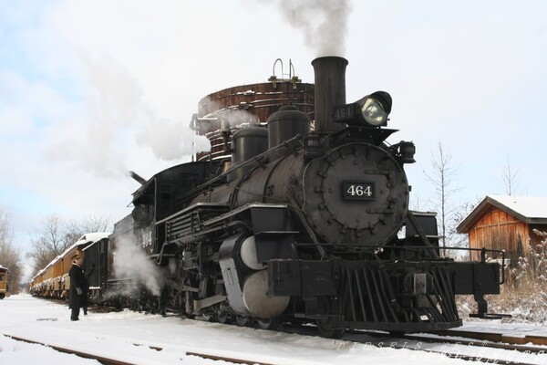 The DRGW 464 at the Tank..Crossroads Village
I sometimes work as a fireman on the Huckleberry RR, here in Michigan...and here is a shot a few winters ago, getting ready for the seasons Christmas Train.  What a get place to visit!
Keywords: drgw;464;huckleberry;michigan;mi;snow;winter;crossroads;k27;mikado