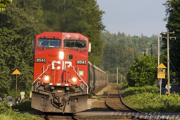 CN 671 at speed
CN 671 cruises though Fort Langley at 45 per on CN's Yale Sub.', 'GE AC4400 British Columbia Fort Langley Potash
Keywords: cn;ac4400cw;fort langley;yale;bc;potash